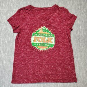 2024 Butte Montana Folk Festival T-Shirt‎ Womens Red Heathered Music